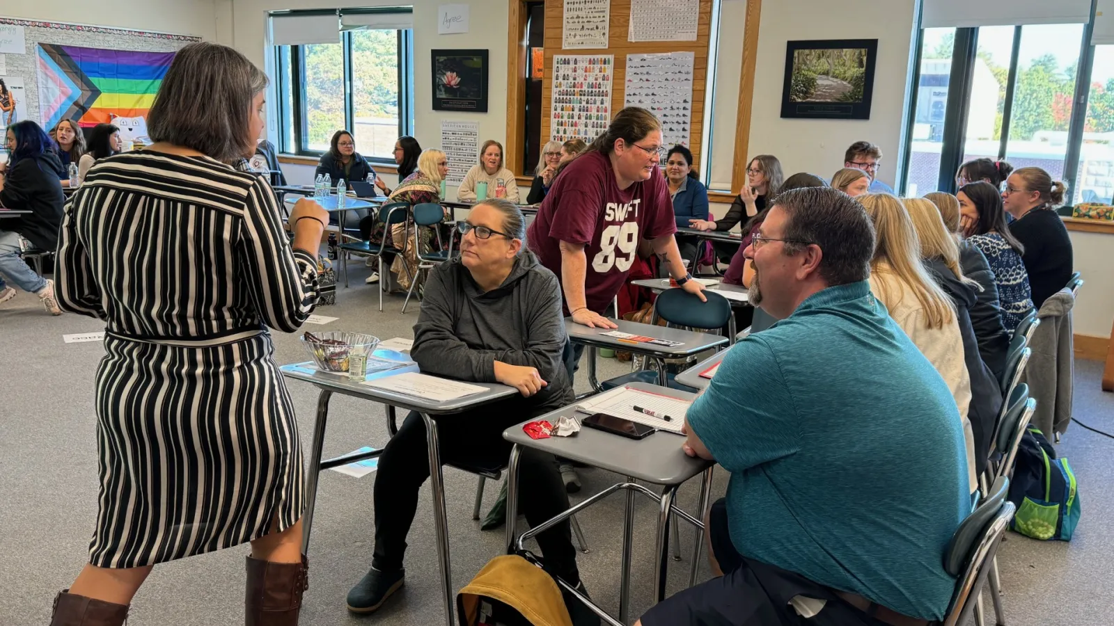 An image of NEA-NH members in a classroom for the 2024 Fall Instructional Conference