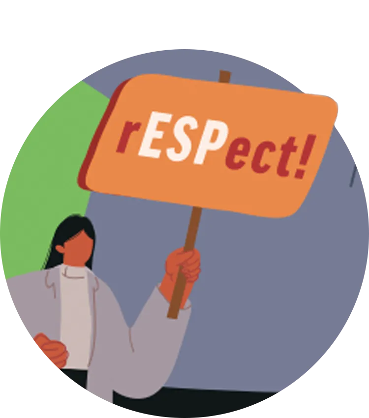 An ESP holds a sign saying "rESPect!"